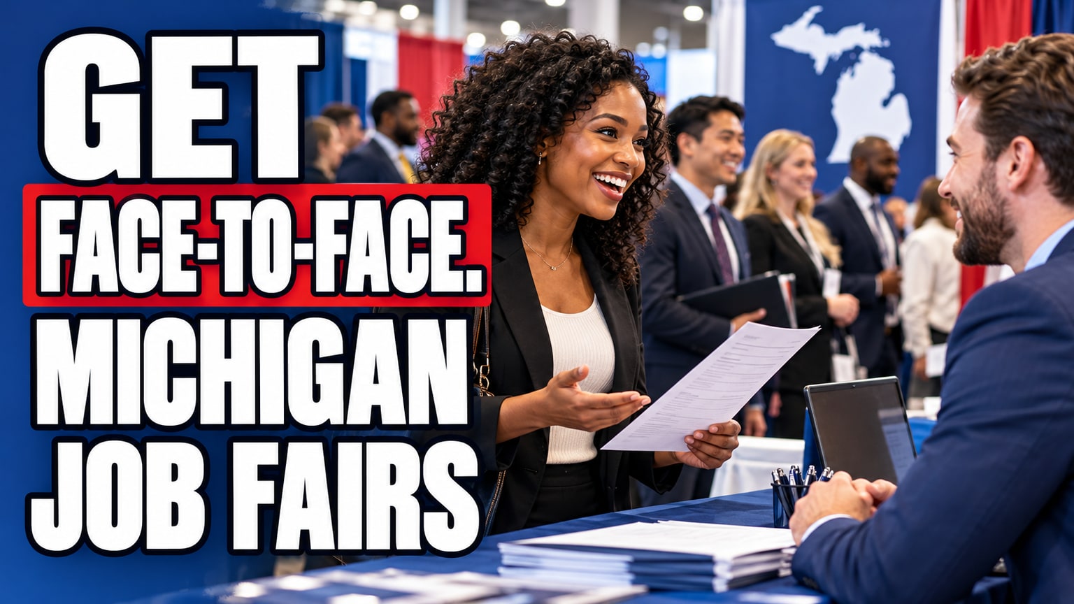 Meet candidates face-to-face at Michigan job fairs. Illustrative career image.